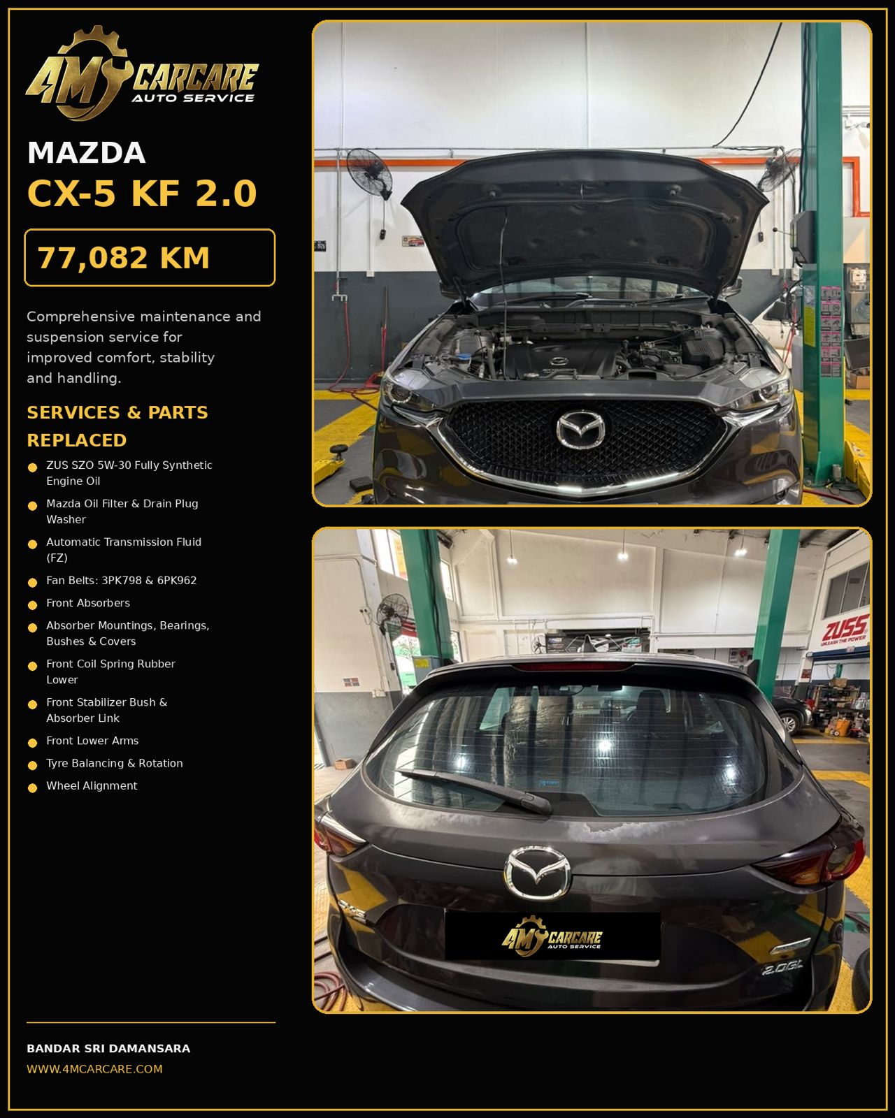 Mazda CX-5 KF 2.0 全面大保养 + 悬挂大修(77,082 KM · Sri Damansara)
