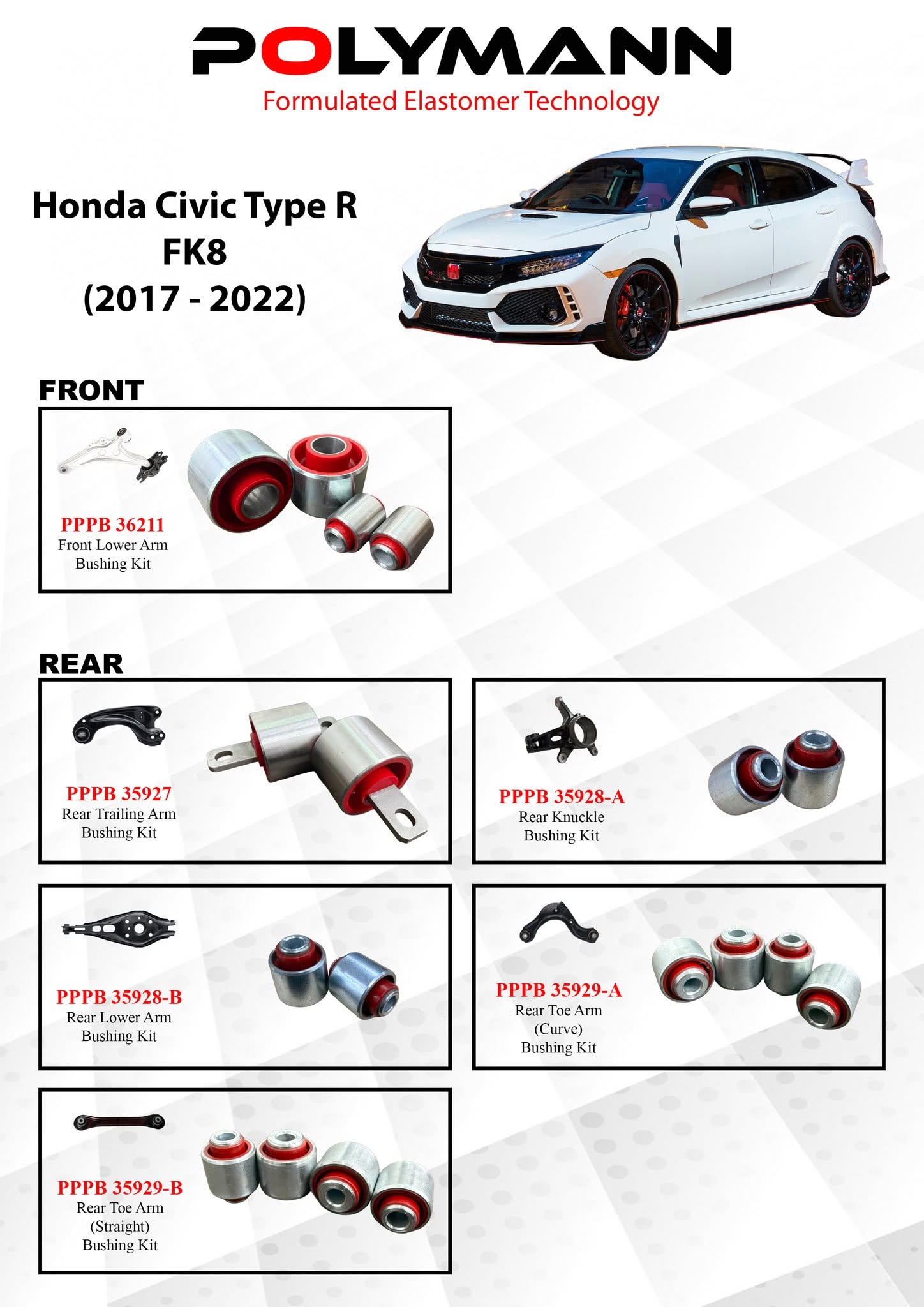 Honda Civic Type R FK8 (2017–2022) Polymann Bushing Upgrade — Protecting Every Tenth-Gen Type R's Edge