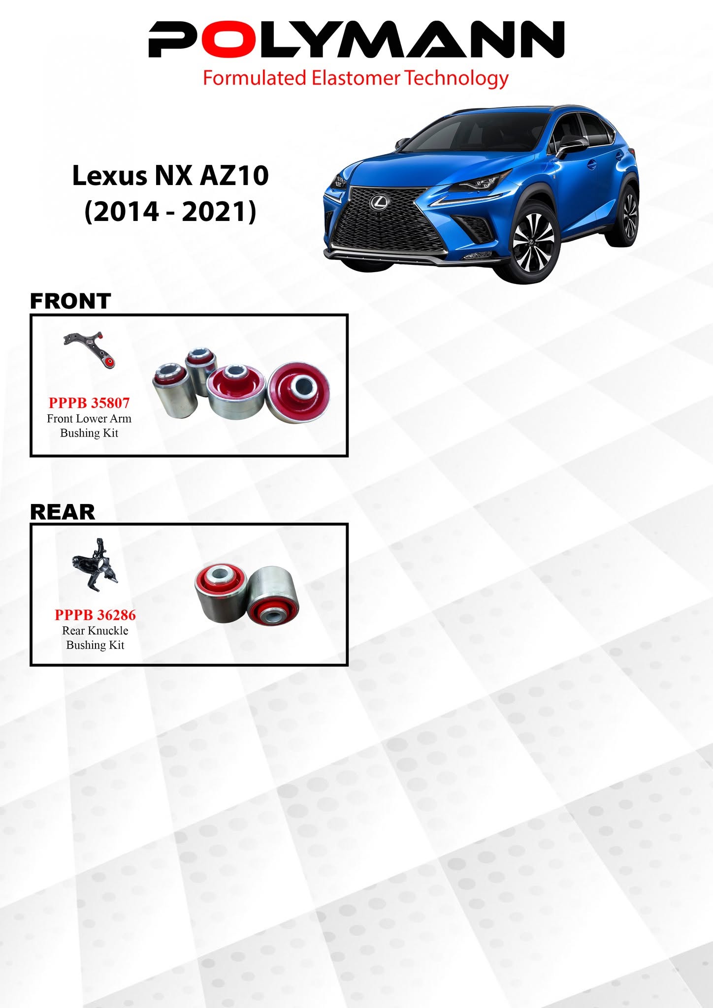 Lexus NX AZ10 (2014–2021) Polymann Bushing Upgrade — Restoring the Quiet Refinement Lexus Is Known For