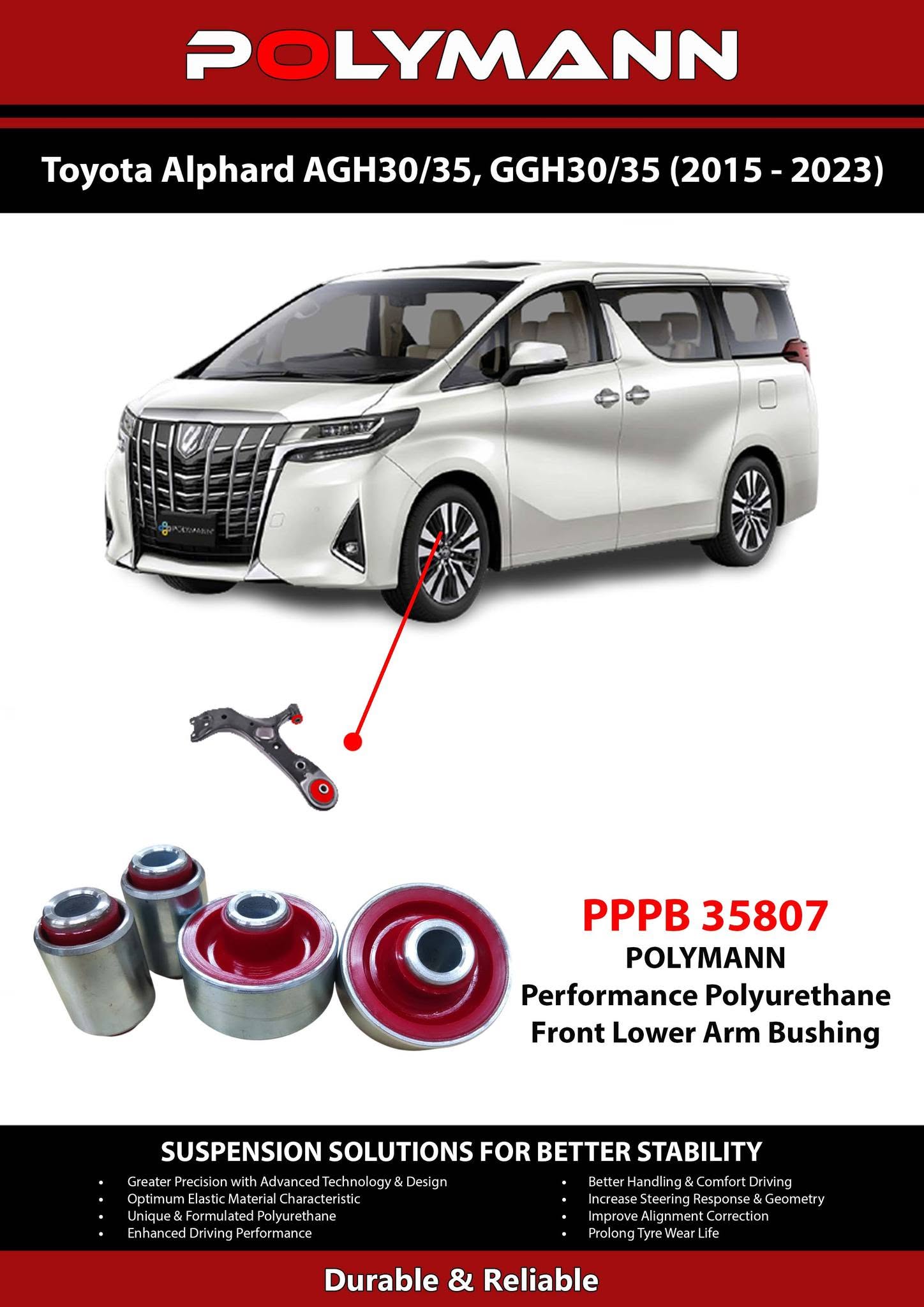Toyota Alphard AGH30/35 GGH30/35 (2015–2023) Polymann Bushing Upgrade — Restoring the Precision an Executive MPV Demands