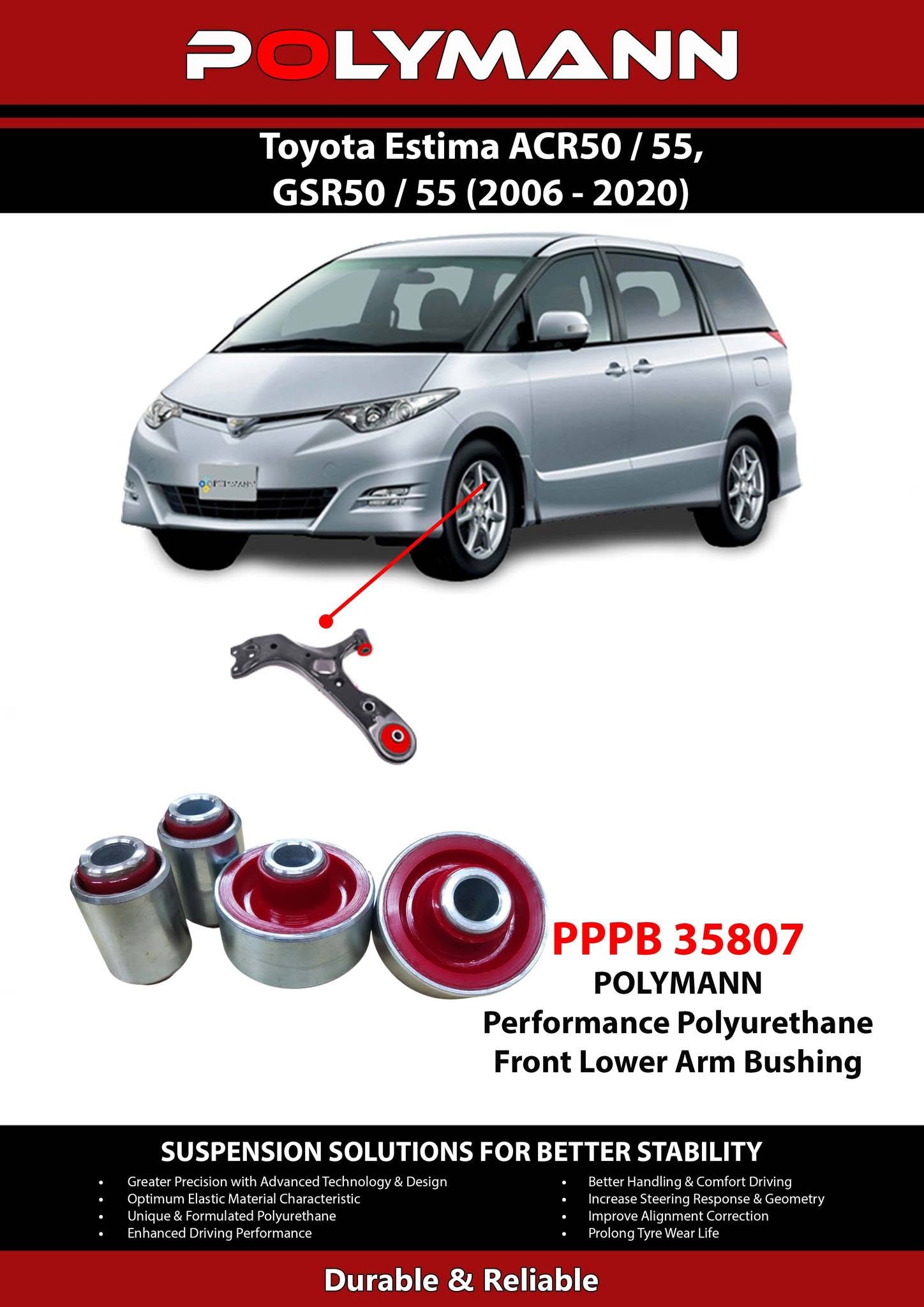 Toyota Estima ACR50/55 GSR50/55 (2006–2020) Polymann Bushing Upgrade — Keeping Malaysia's Favourite Family MPV Smooth and Stable