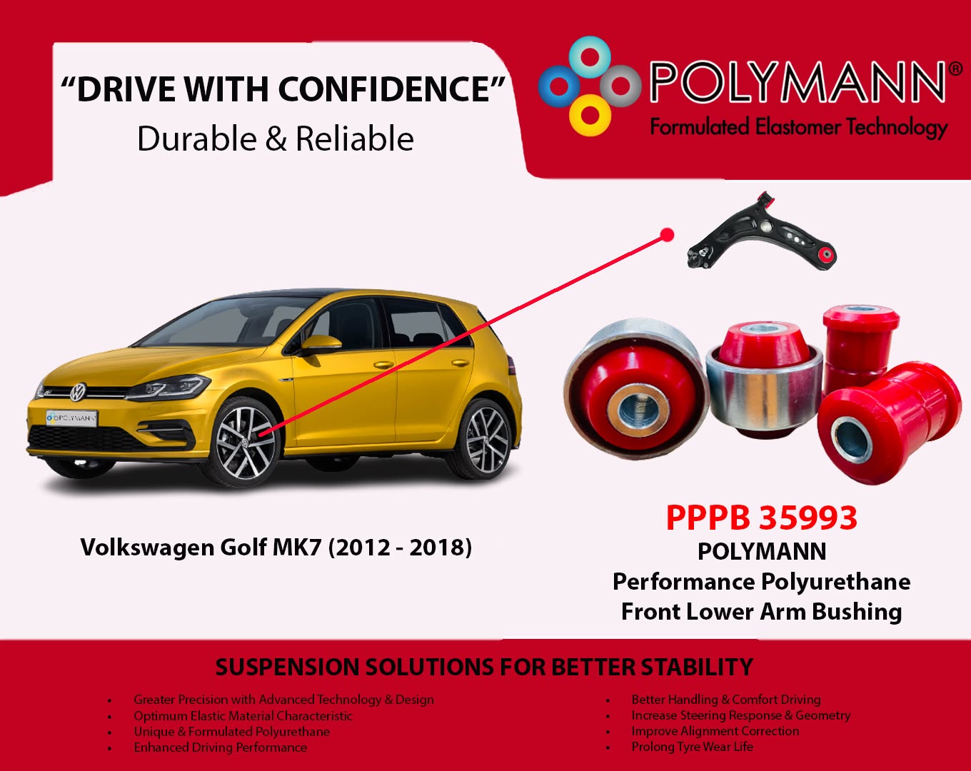 Volkswagen Golf MK7 (2012–2018) Polymann Bushing Upgrade — Restoring the Precision That Makes a Golf a Golf